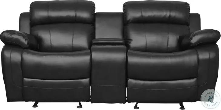 Marille Black Double Glider Reclining Loveseat with Center Console