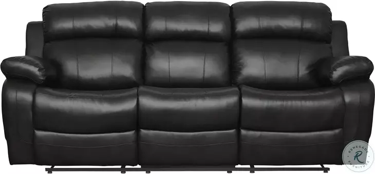 Marille Black Double Reclining Sofa with Center Drop-Down Cup Holders