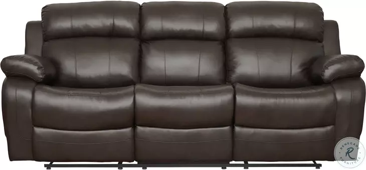Marille Brown Double Reclining Sofa with Center Drop-Down