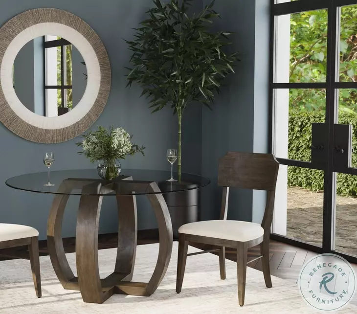 Kellan Charcoal Gray Glass Top Round Dining Room Set