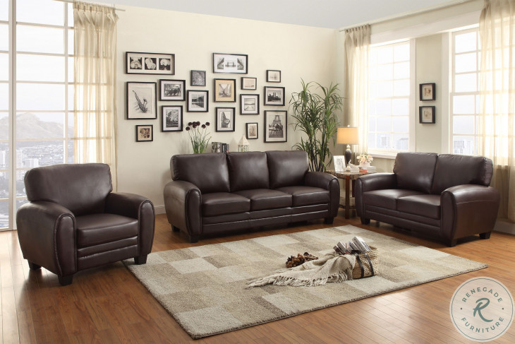 Rubin Dark Brown Living Room Set | HomeGalleryStores.com | 9734DB-3