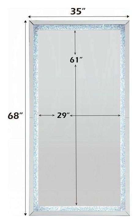 Noralie Silver Rectangular Floor Mirror with LED