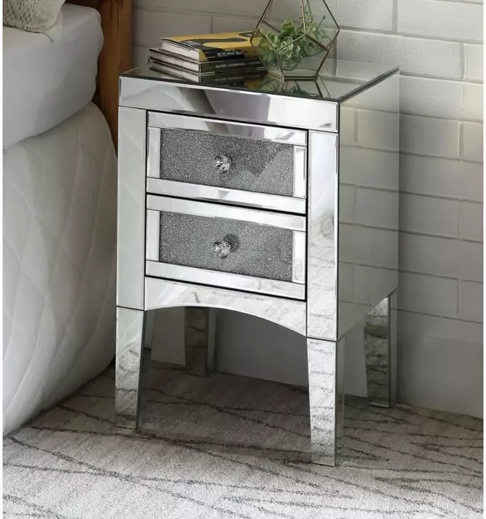 Noralie Silver 2 Drawer Night Table