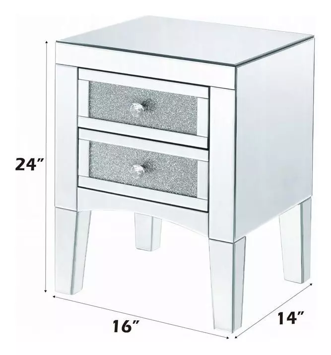 Noralie Silver 2 Drawer Night Table