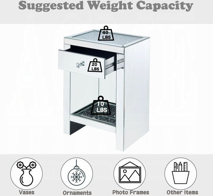 Noralie Silver 1 Drawer Open Night Table