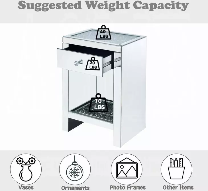 Noralie Silver 1 Drawer Open Night Table