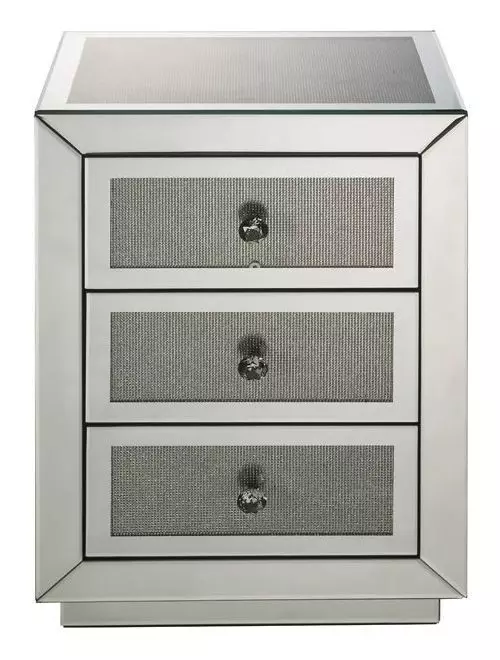 Noralie Silver and Gray 3 Drawer Rectangular Night Table