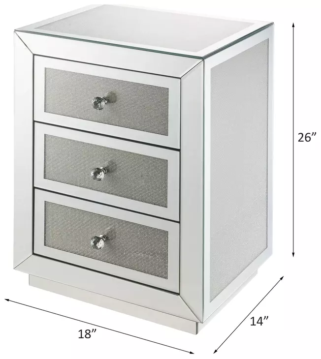 Noralie Silver and Gray 3 Drawer Rectangular Night Table