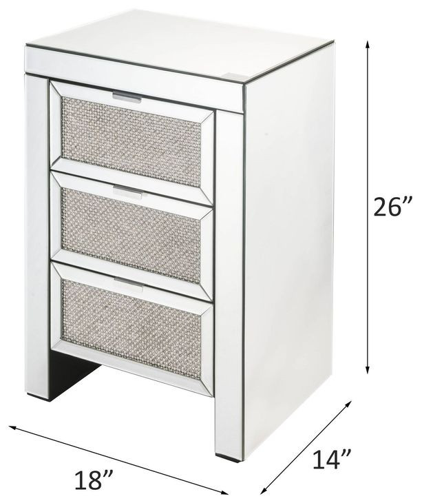 Noralie Silver 3 Drawer Night Table
