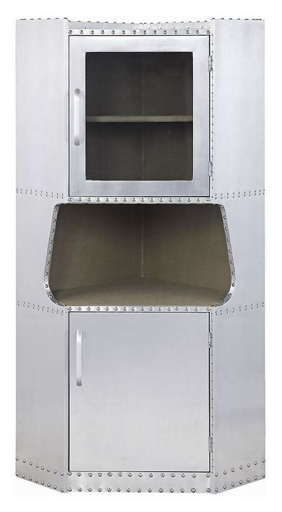 Brancaster Silver 2 Door Bar Cabinet with Nailhead Trim