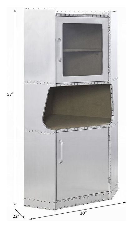 Brancaster Silver 2 Door Bar Cabinet with Nailhead Trim