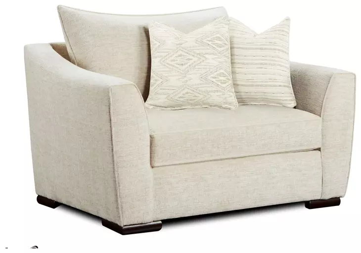 Vibrant Vision Oatmeal Upholstered Chair and A Half with Pillows
