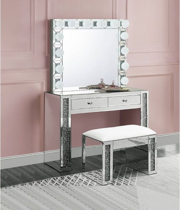 Noralie Silver Rectangular Wall Mirror with Light