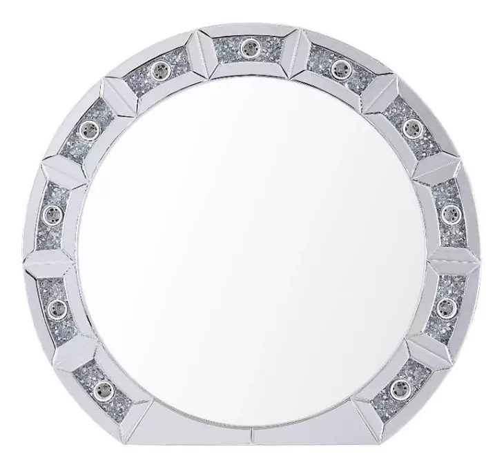 Noralie Silver Round Wall Mirror with Light