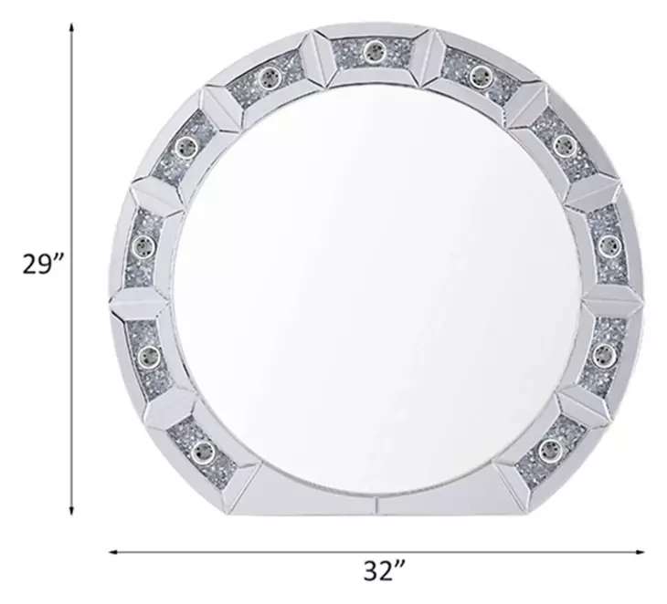 Noralie Silver Round Wall Mirror with Light