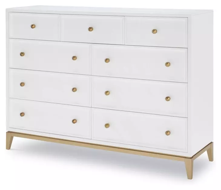 Chelsea White 9 Drawer Bureau Dresser