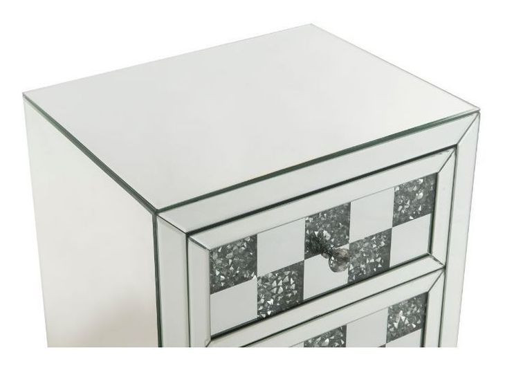 Noralie Silver and Gray Rectangular Glass Top Accent Table