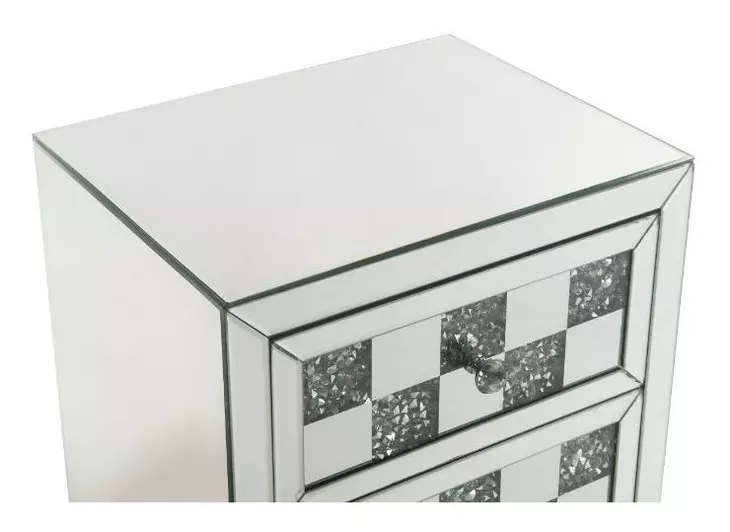 Noralie Silver and Gray Rectangular Glass Top Accent Table