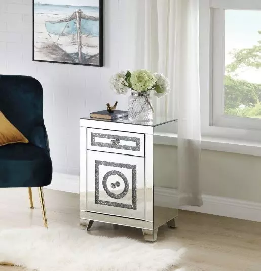 Noralie Silver Rectangular Glass Top Accent Table