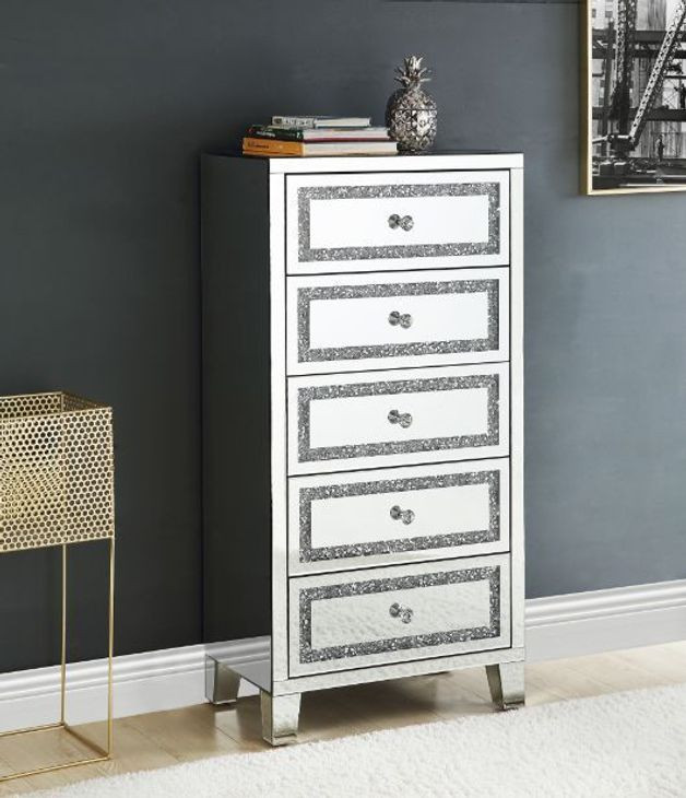 Noralie Silver and Gray 5 Drawer Chest