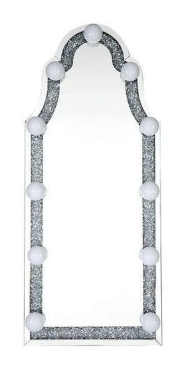 Noralie Silver and Gray Arched Floor Mirror with Light