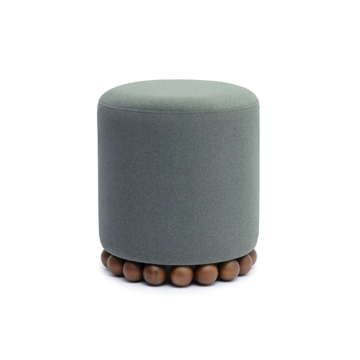 Dex Dark Olive Green Performance Vegan Mohair Upholstered Round Ottoman