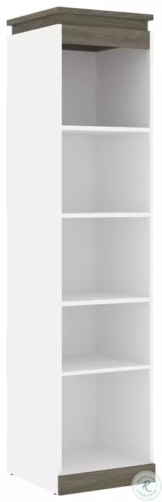 Orion White And Walnut Grey 20" Narrow Shelving Unit