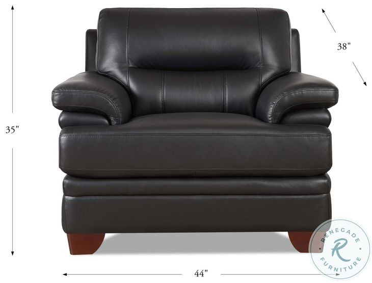Calizor Black Top Grain Leather Living Room Set