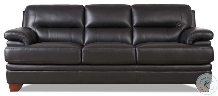 Calizor Black Top Grain Leather Living Room Set
