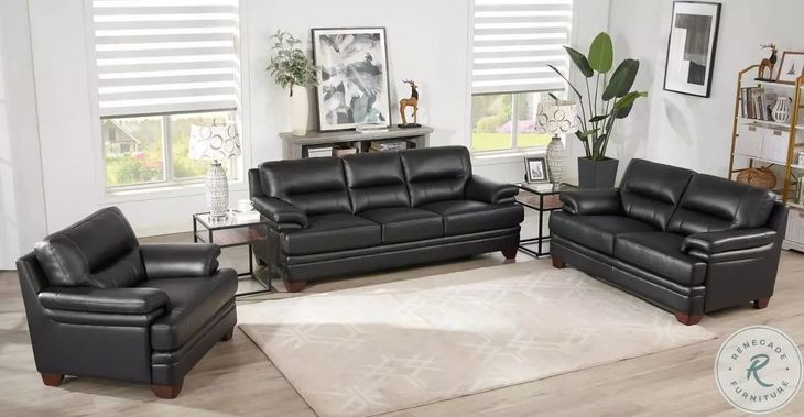 Calizor Black Leather Living Room Set