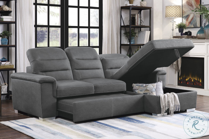 Alfio Gray 2 Piece Sectional With Pull Out Bed From Homelegance ...