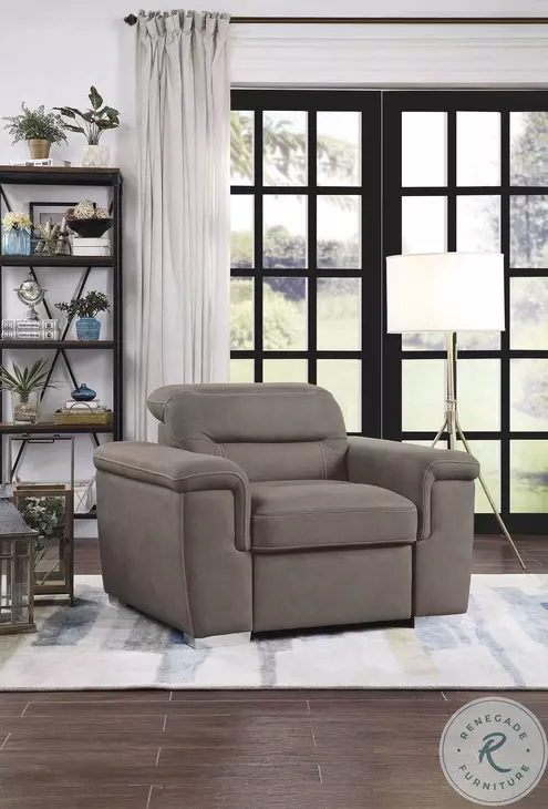 Alfio Tan Chair With Pull Out Ottoman