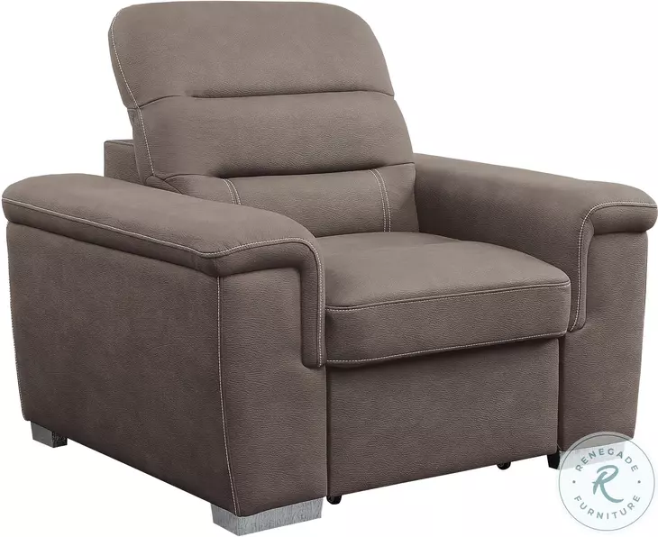 Alfio Tan Chair With Pull Out Ottoman