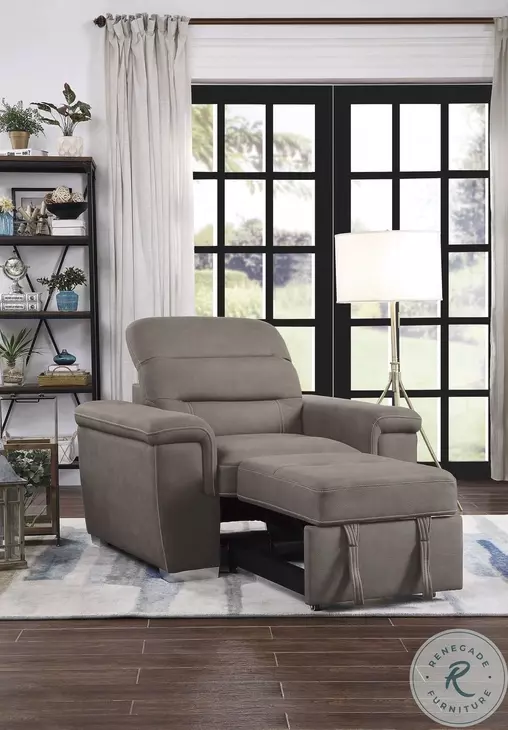 Alfio Tan Chair With Pull Out Ottoman