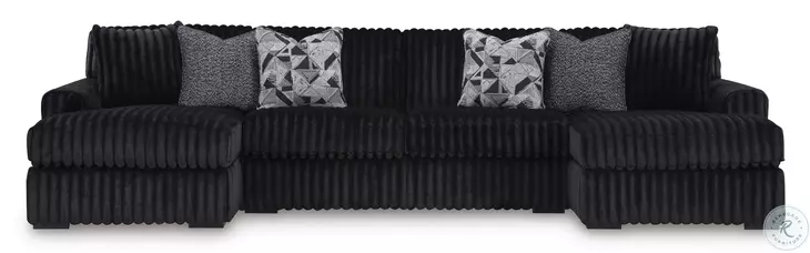 Midnight Madness Onyx Black 3 Piece Sectional with LAF Chaise