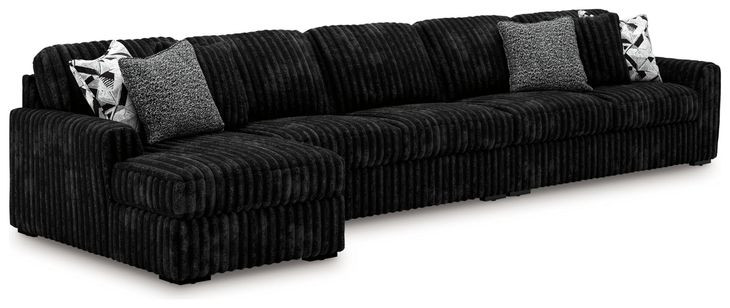 Midnight Madness Black 3 Piece Modular Sectional with Chaise