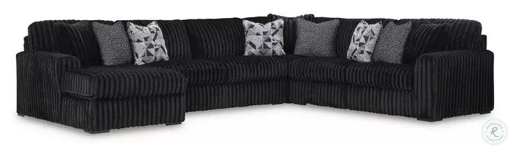 Midnight Madness Onyx Black 4 Piece Sectional with Chaise