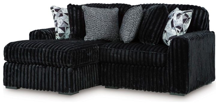 Midnight Madness Onyx 2 Piece Modular Sectional with LAF Corner Chaise