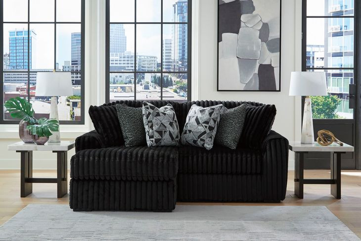 Midnight Madness Onyx 2 Piece Modular Sectional with LAF Corner Chaise