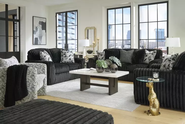 Midnight Madness Onyx Black Living Room Set