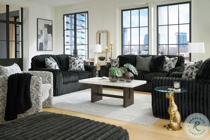 Midnight Madness Onyx Black Living Room Set