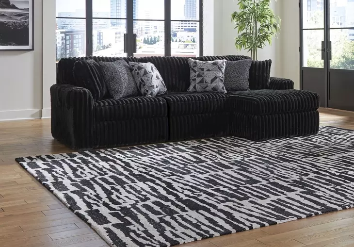 Midnight Madness Onyx 3 Piece Modular Sectional with Chaise