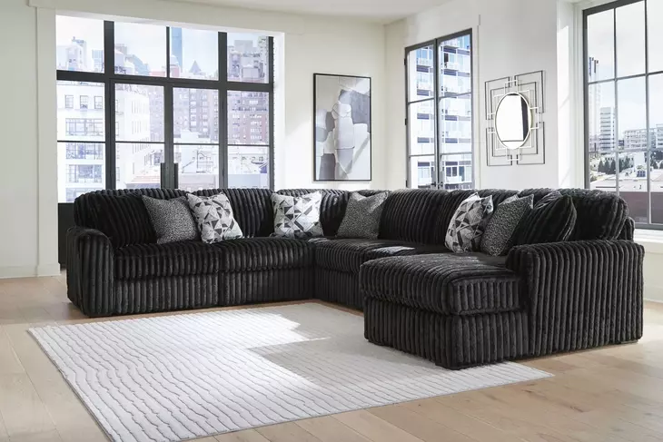 Midnight Madness Onyx 6 Piece Modular Sectional with Chaise