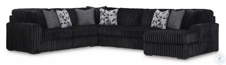 Midnight Madness Onyx Black 4 Piece Sectional with RAF Chaise