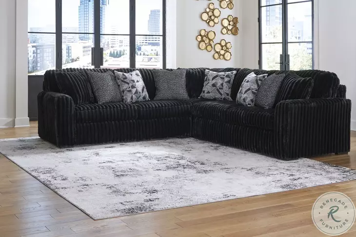 Midnight Madness Onyx Black 3 Piece Sectional