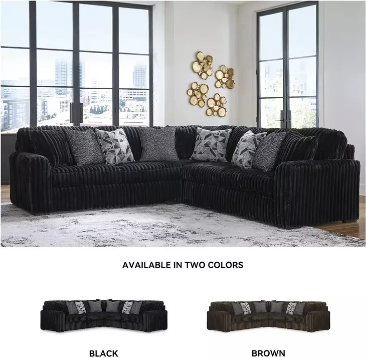 Midnight Madness Onyx Black 3 Piece Sectional