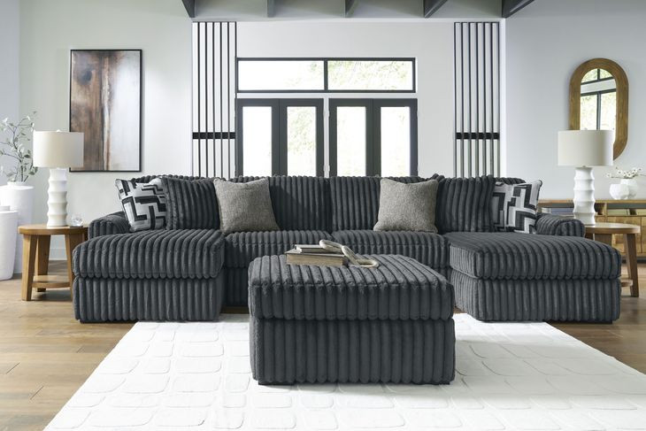 Midnight Madness Gunmetal 4 Piece Double Chaise Sectional