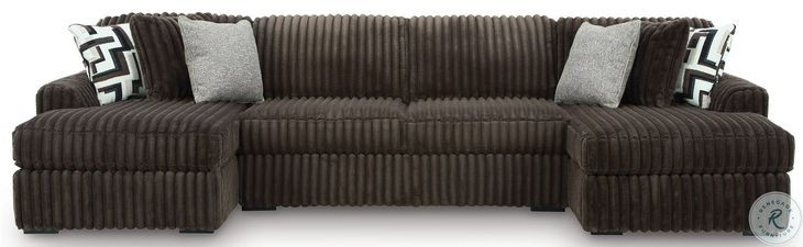 Midnight Madness Chocolate Brown 3 Piece Sectional with Chaise
