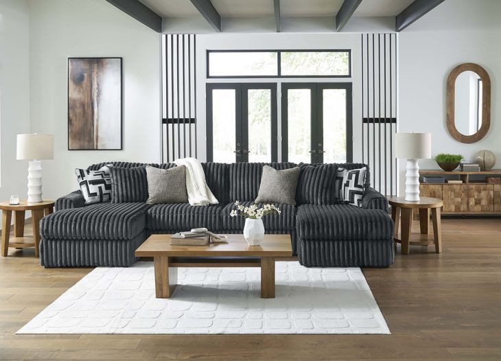 Midnight Madness Gunmetal 4 Piece Double Chaise Sectional