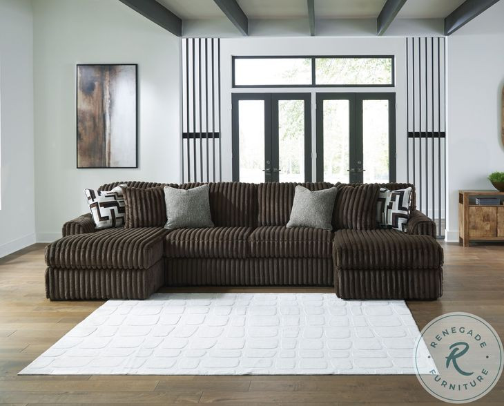 Midnight Madness Chocolate Brown 3 Piece Sectional with Chaise